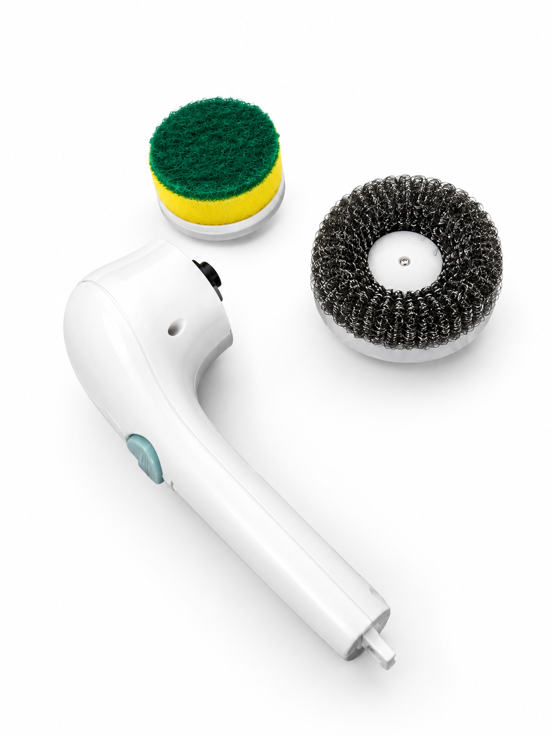 ZynkPro handheld brush with scrub sponge and steel wire brush attachments